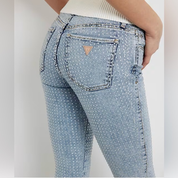 💎NWT💎 GUESS Sexy Curve All Over Rhinestones Skinny Jeans - Picture 5 of 7